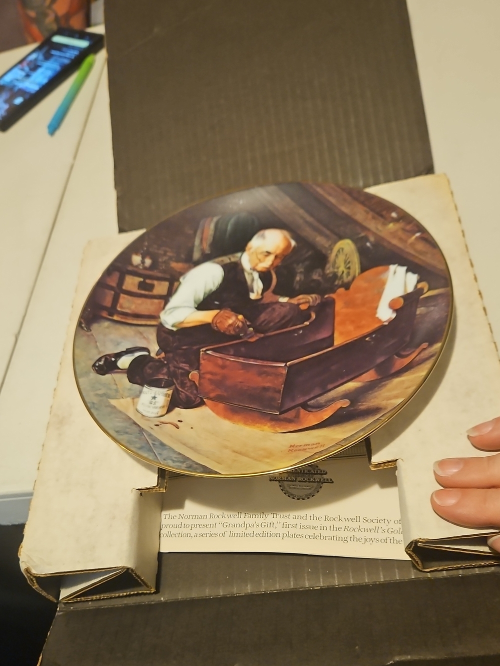 Knowles Decorative Collector Plate Norman Rockwell "Grandpa's Gift"